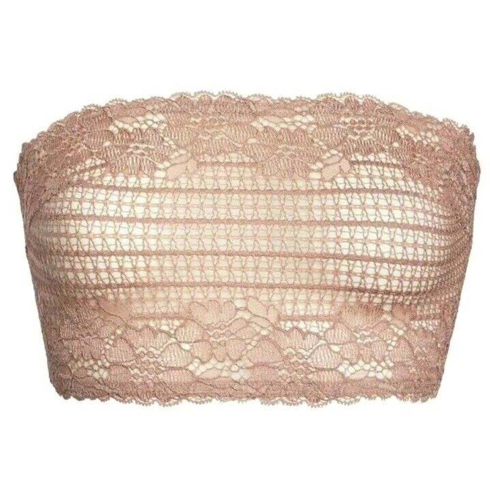 Free People Bralette M Camila Bandeau Crochet Lace Bra Top Vintage Rose Size M - Picture 1 of 8